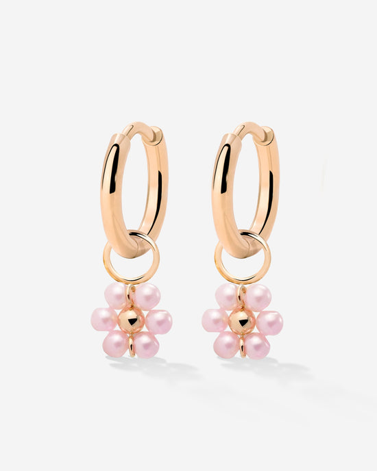 Pretty Pink Daisy Hoop Set Small Rose Gold