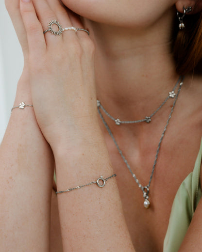 Singapore Chain Charm Bracelet Silver