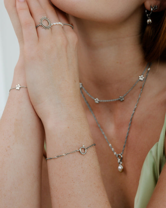 Singapore Chain Charm Bracelet Silver