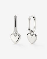Lovely Heart Oval Hoop Set Baby Silver