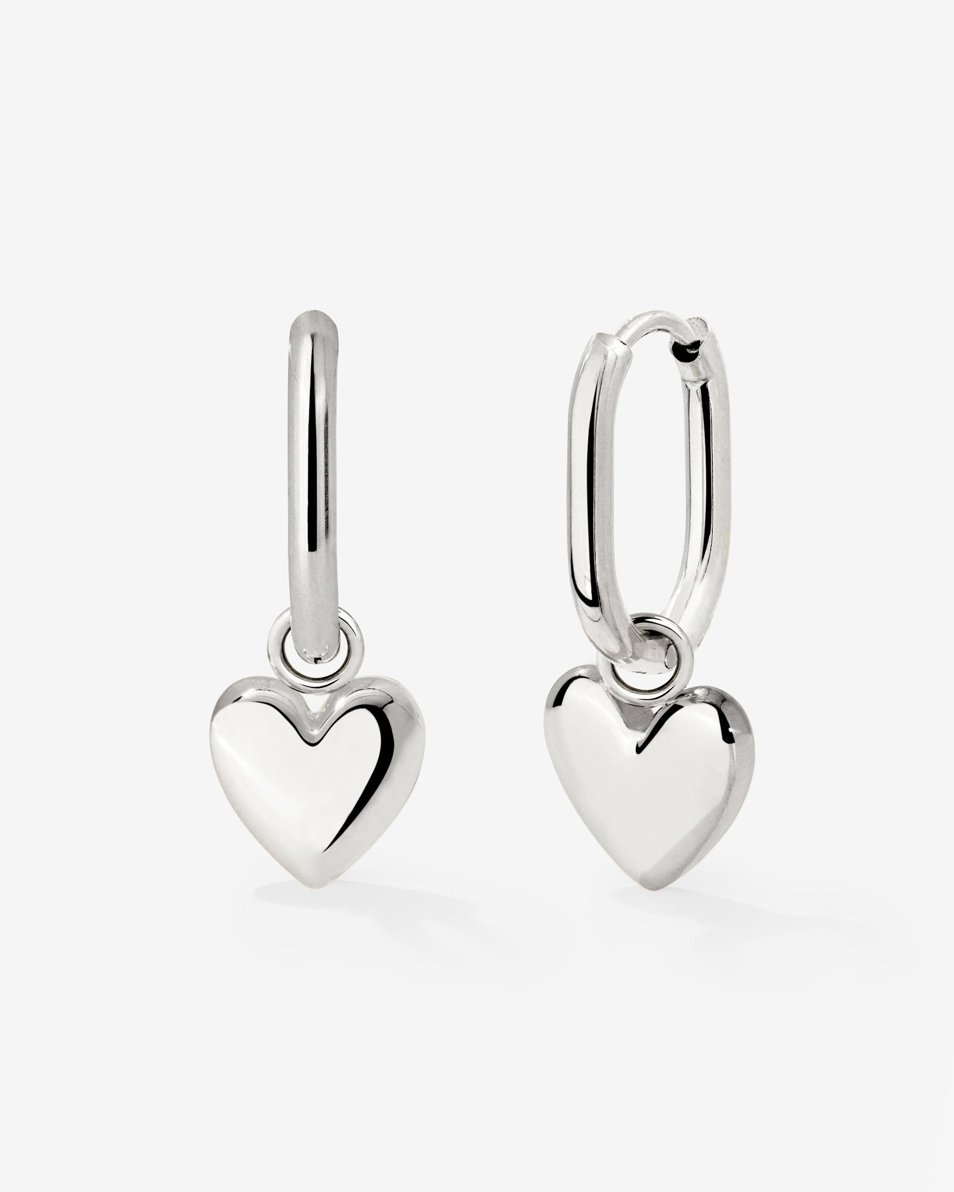 Lovely Heart Oval Hoop Set Baby Silver