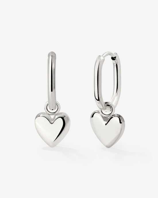 Lovely Heart Oval Hoop Set Baby Silver