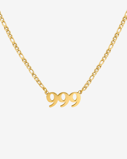 Angel Number Necklace Gold 999