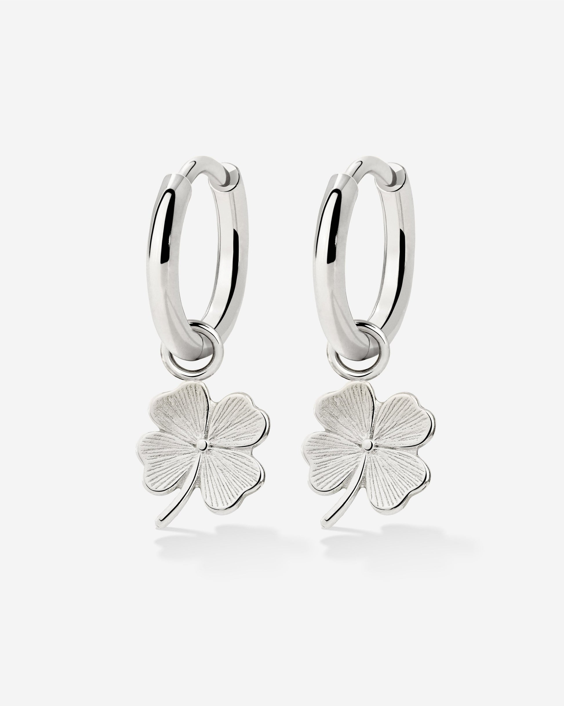 Lucky Clover Hoop Set Small Silver