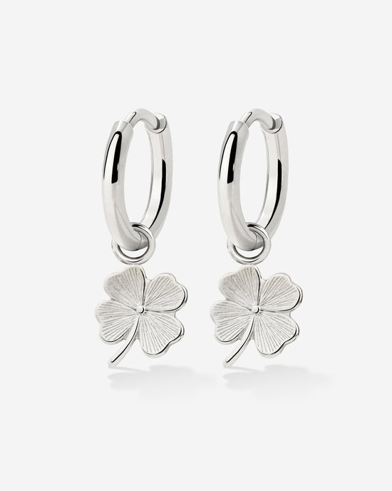 Lucky Clover Hoop Set Small Silver
