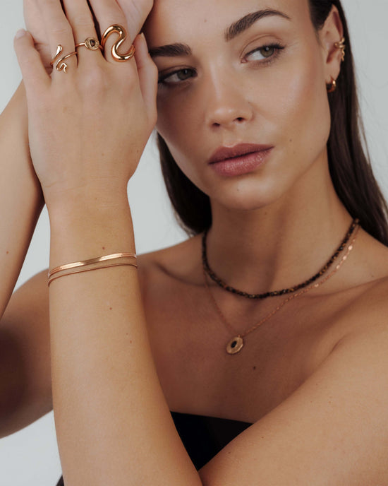 Snake Chain Double Bracelet Rose Gold