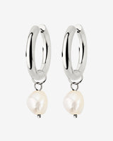 Chunky Pearl Hoop Set Silver