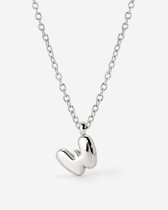 Bubble Letter Necklace Silver