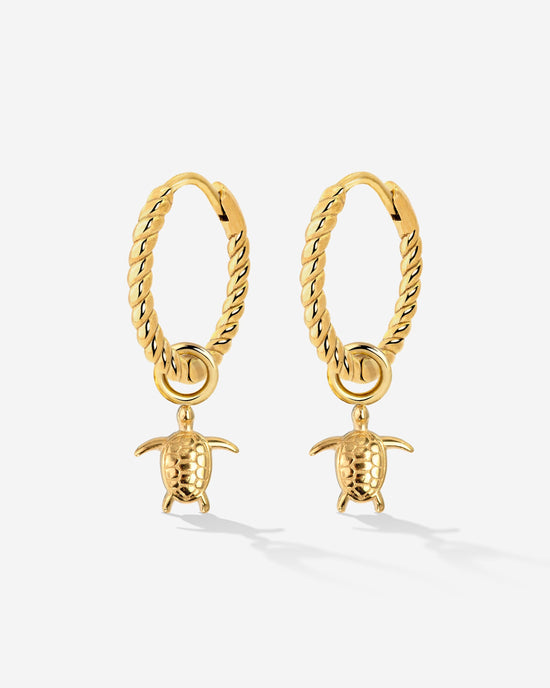 Sea Turtle Twisted Hoop Set Small Gold