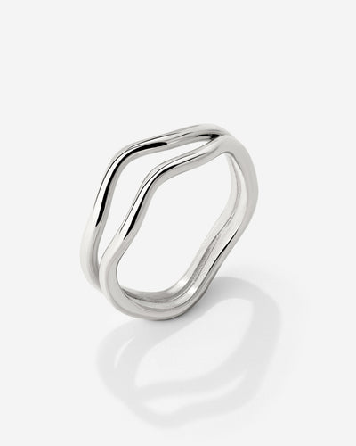 Double Wave Ring Silver