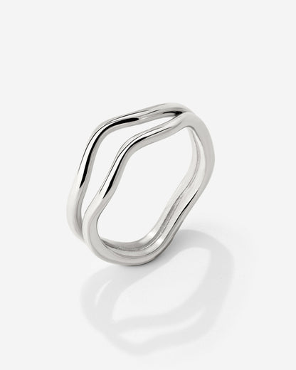 Double Wave Ring Silver