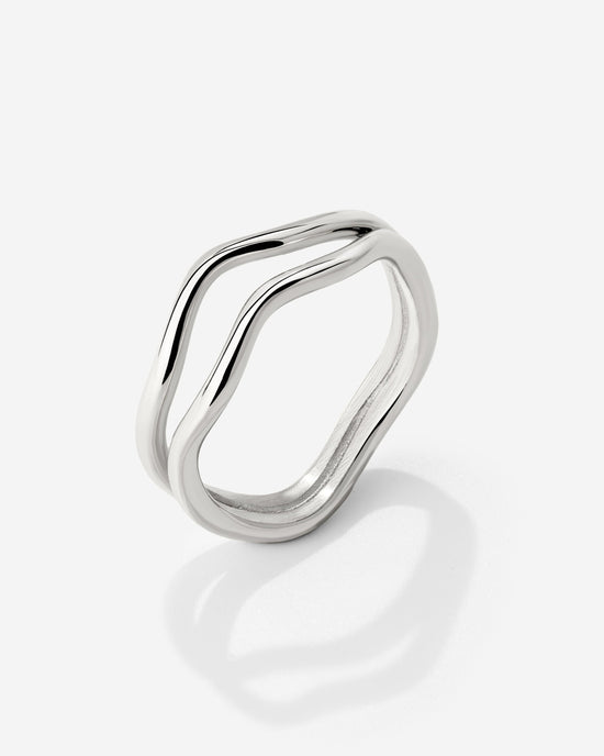 Double Wave Ring Silver