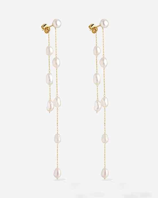 Jules Unique Pearl Fall Studs Gold
