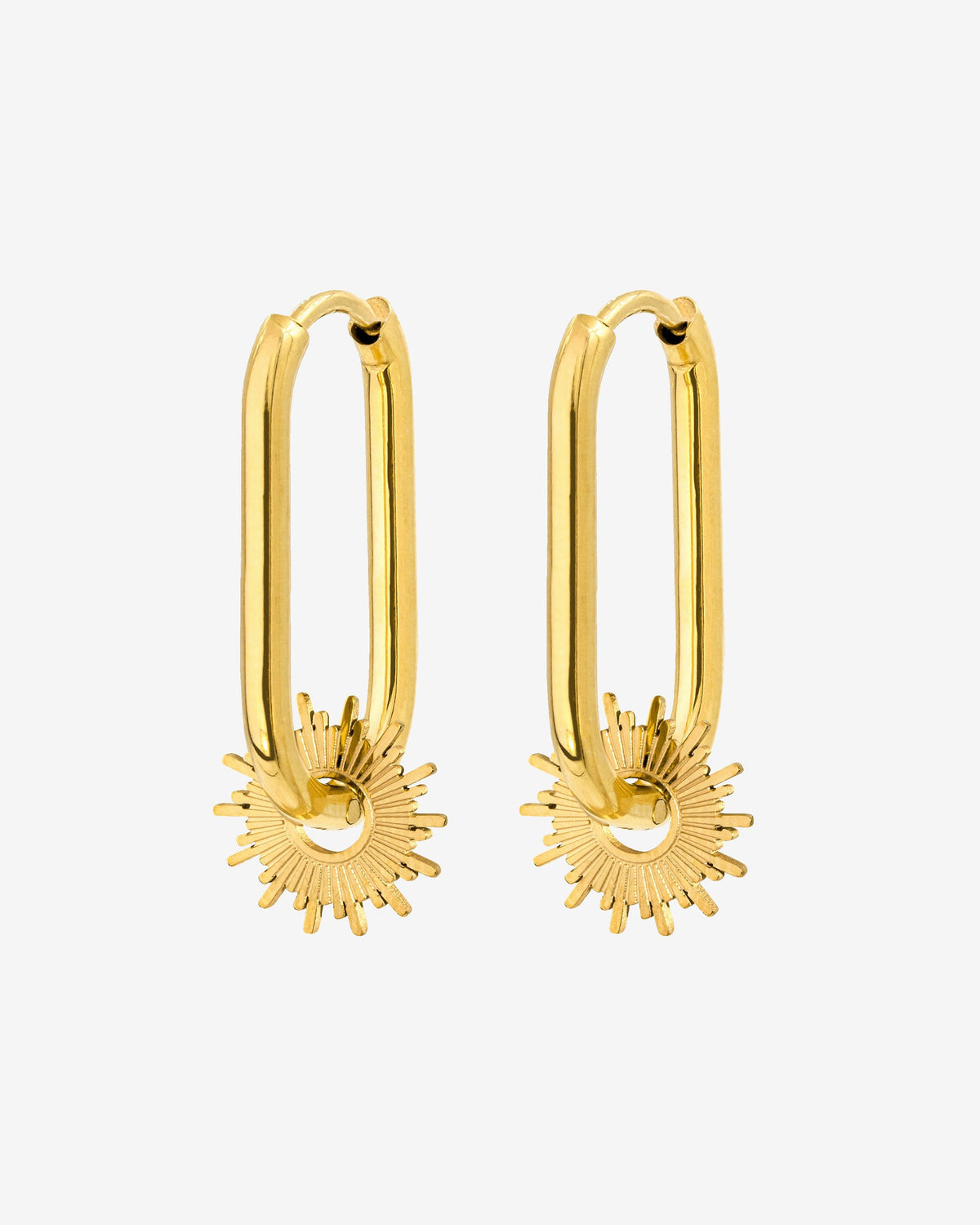 Sun Ray Oval Hoops Small Gold