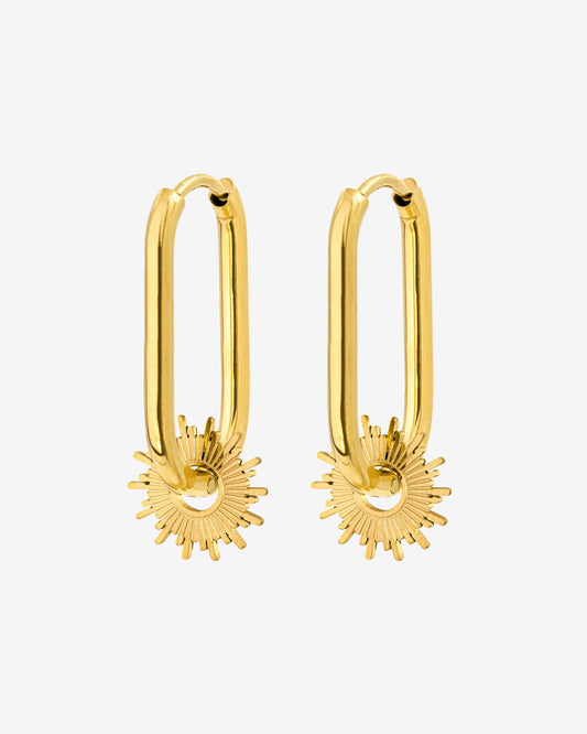 Sun Ray Oval Hoops Small Gold