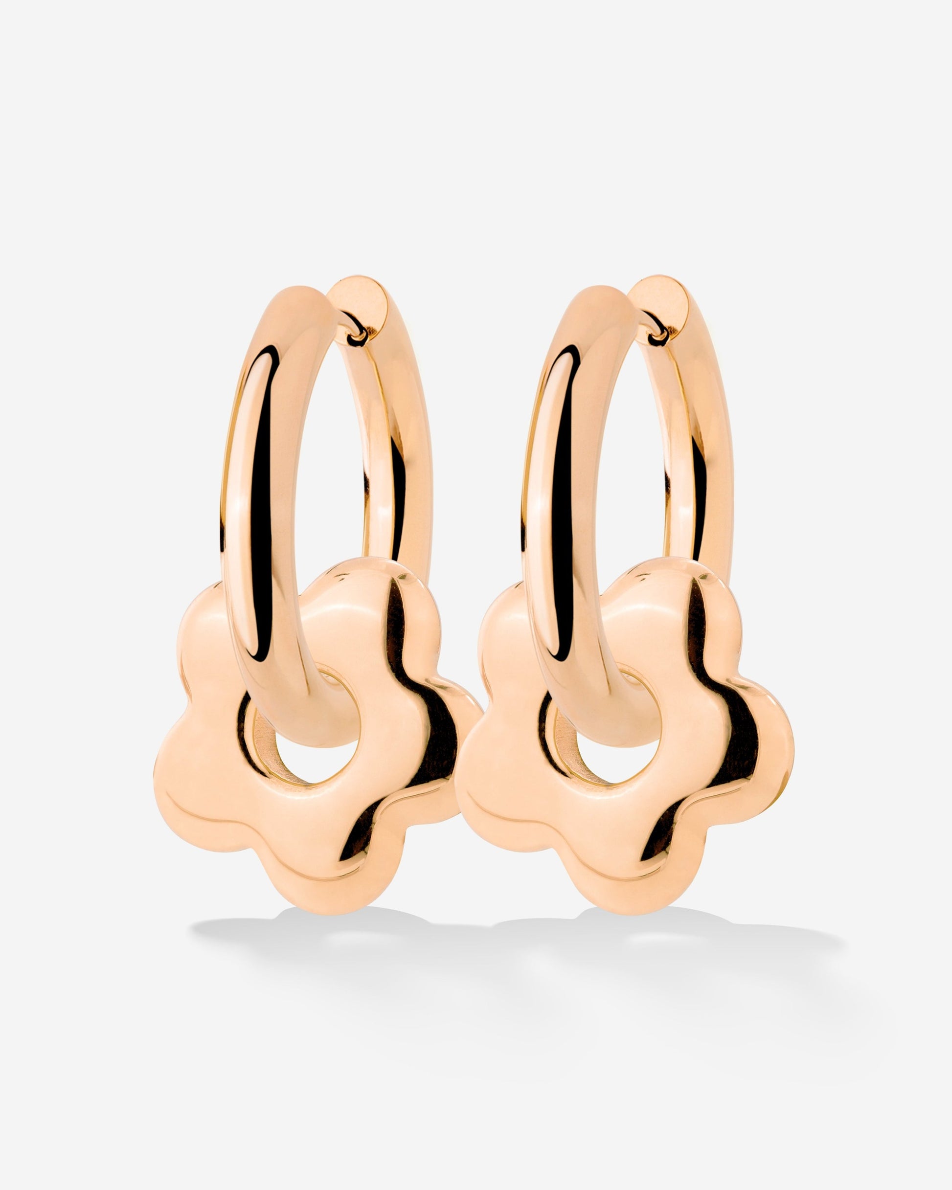 Chunky Bubble Flower Hoop Set Medium Rose Gold