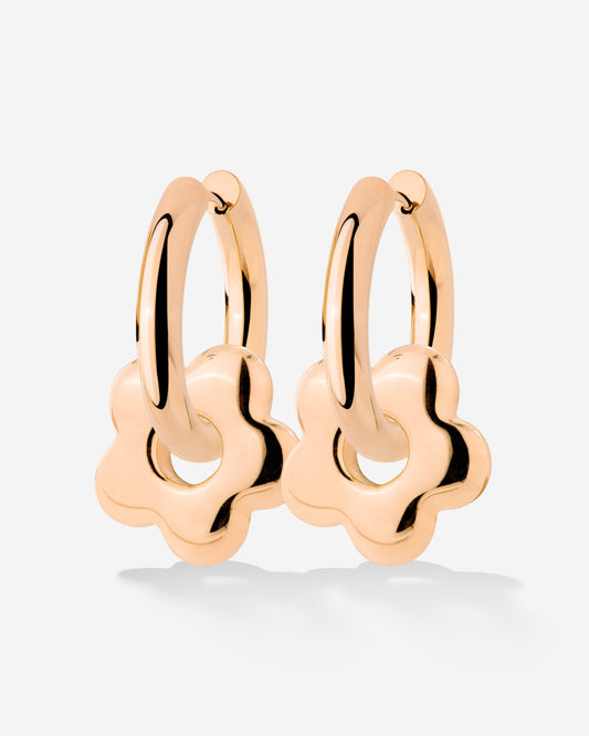 Chunky Bubble Flower Hoop Set Medium Rose Gold