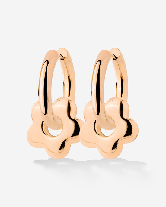 Chunky Bubble Flower Hoop Set Medium Rose Gold