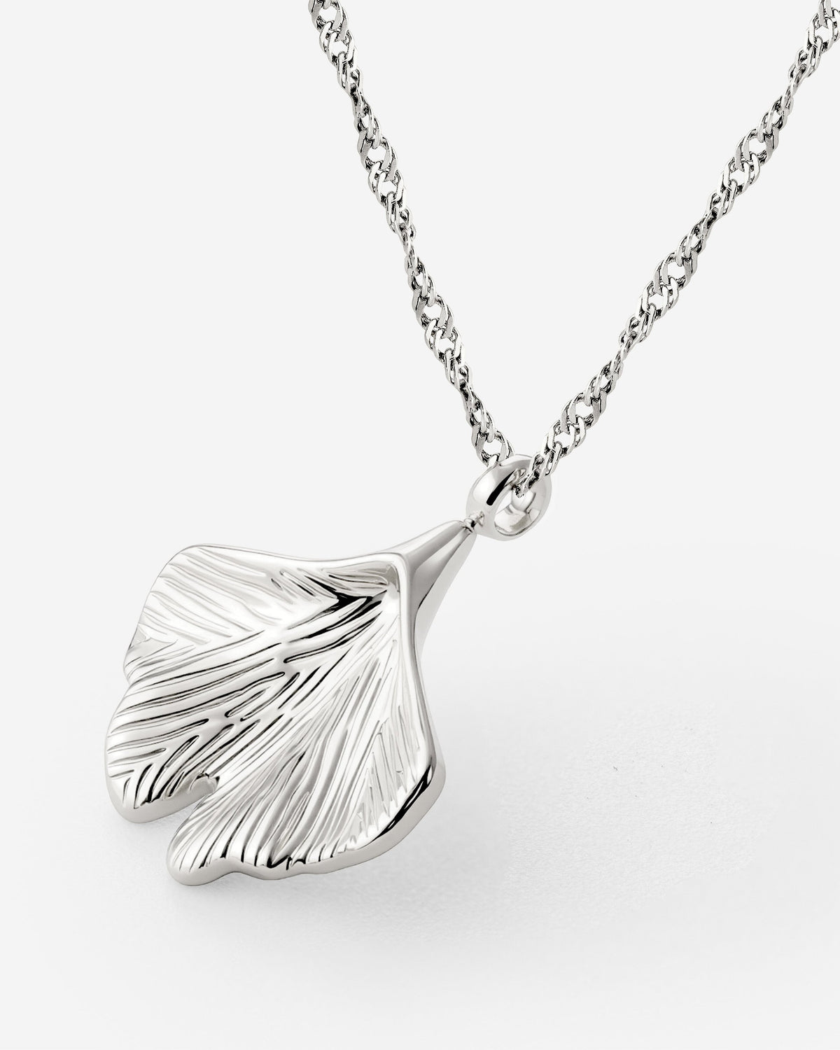 Ginkgo Leaf Necklace Silver