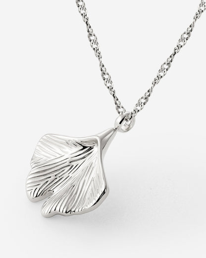 Ginkgo Leaf Necklace Silver