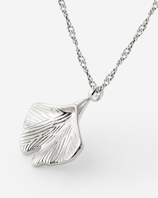 Ginkgo Leaf Necklace Silver