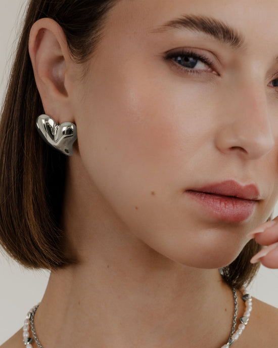 Heartie Studs Silver