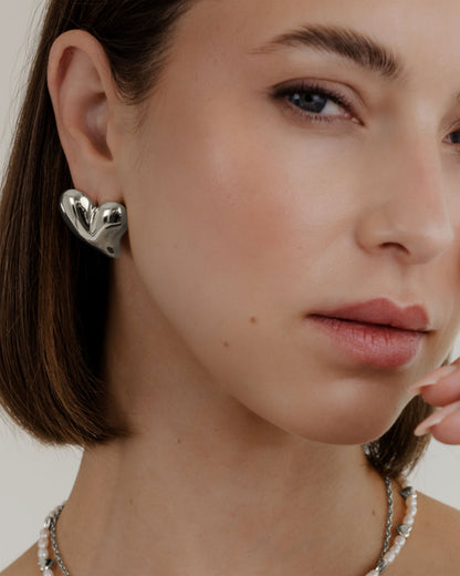 Heartie Studs Silver