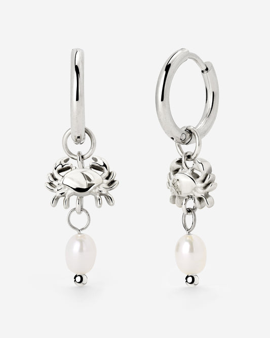 Crab Chaser Hoop Set Small Silver