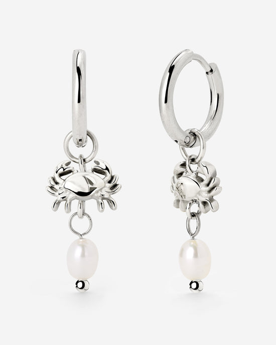 Crab Chaser Hoop Set Small Silver