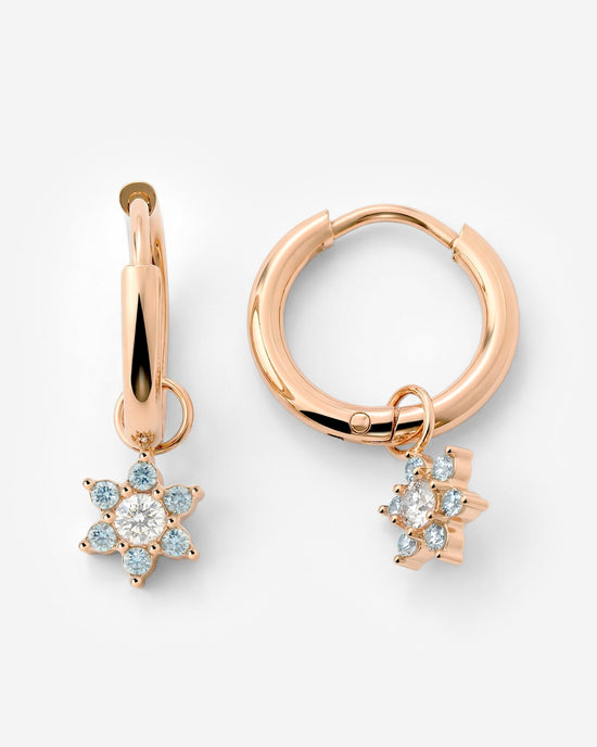 Blue Petal Hoop Set Small Rose Gold