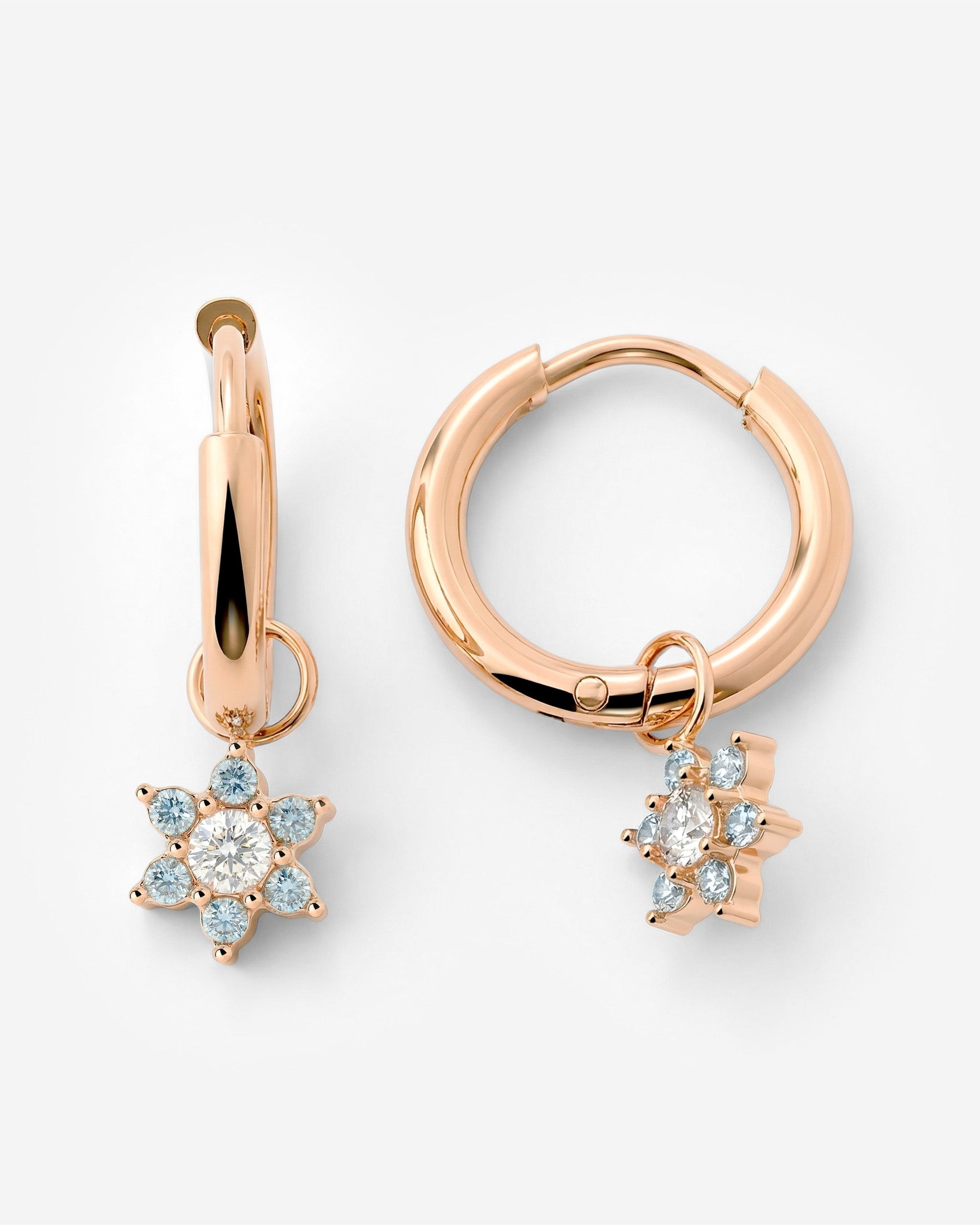 Blue Petal Hoop Set Small Rose Gold