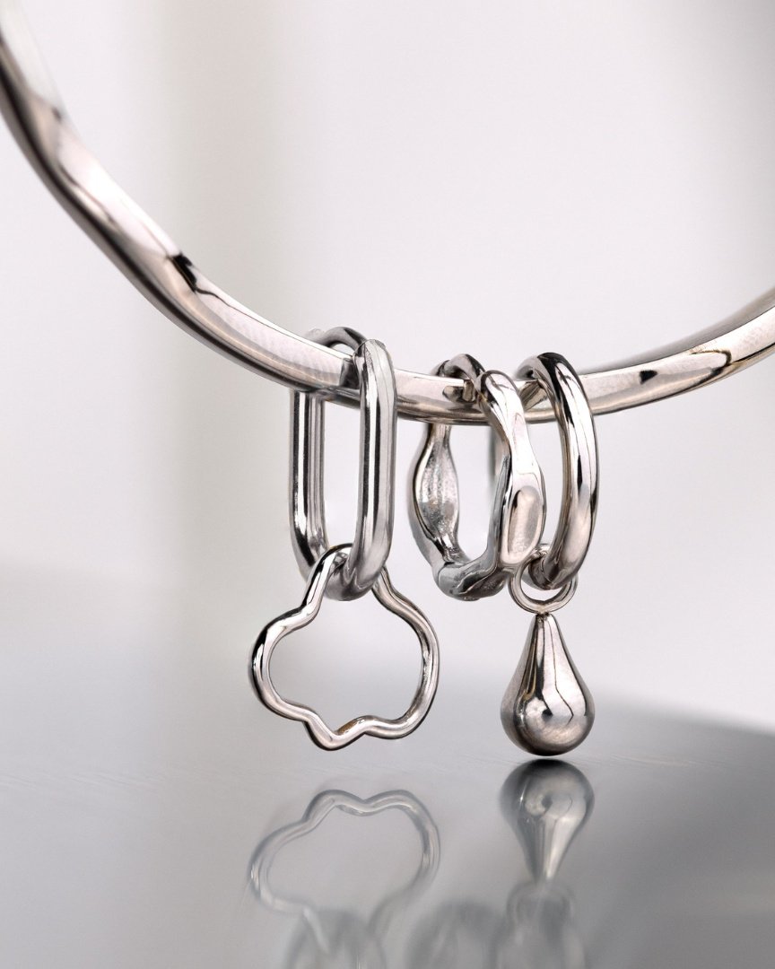 Liquid Shape Hoopies Silver