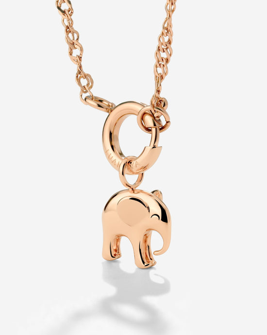Elephant Singapore Chain Necklace Set Rose Gold