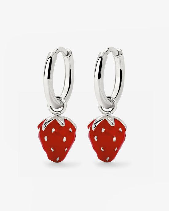 Strawberry Hoop Set Small Silver