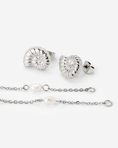 Siren's Spell Pearl Drop Earrings Silver