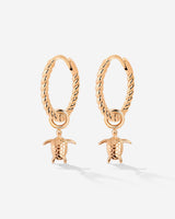 Sea Turtle Twisted Hoop Set Small Rose Gold