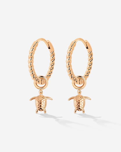 Sea Turtle Twisted Hoop Set Small Rose Gold