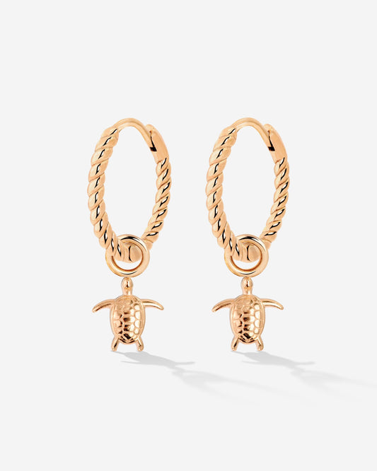 Sea Turtle Twisted Hoop Set Small Rose Gold