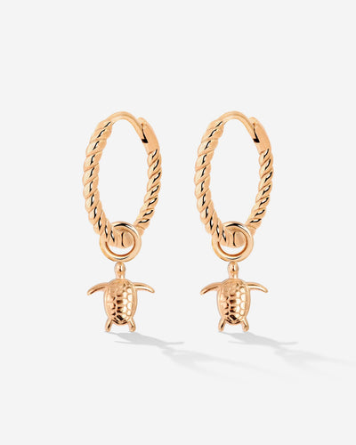 Sea Turtle Twisted Hoop Set Small Rose Gold