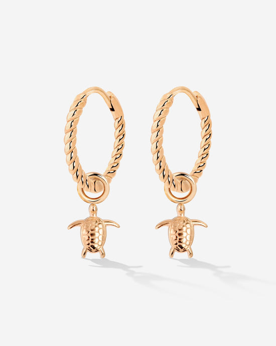 Sea Turtle Twisted Hoop Set Small Rose Gold