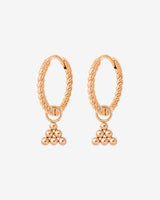 Tiny Beads Twisted Hoop Set Small Rose Gold