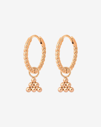 Tiny Beads Twisted Hoop Set Small Rose Gold