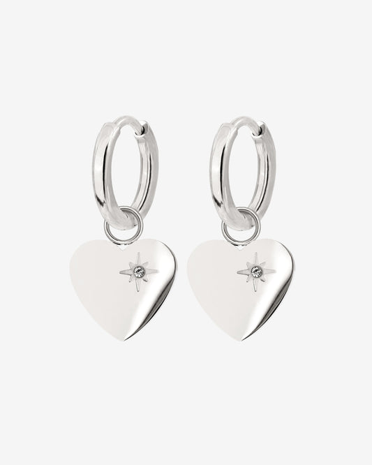 Sparkle Heart Hoop Set Baby Silver