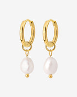 Chunky Pearl Hoop Set Small Gold
