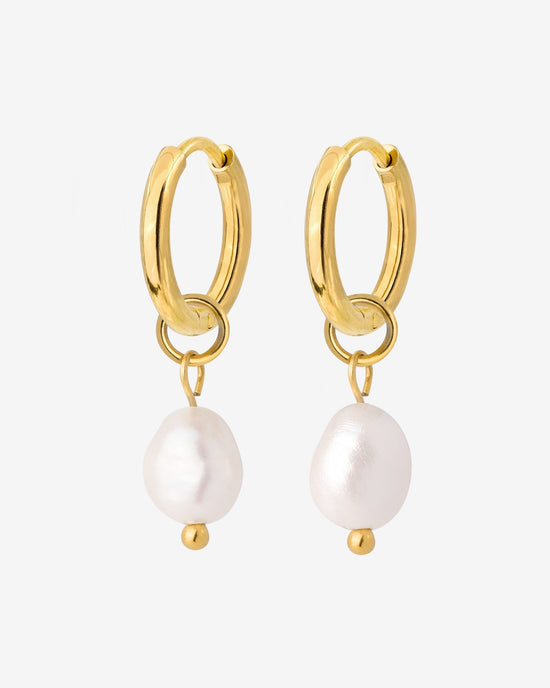 Chunky Pearl Hoop Set Small Gold
