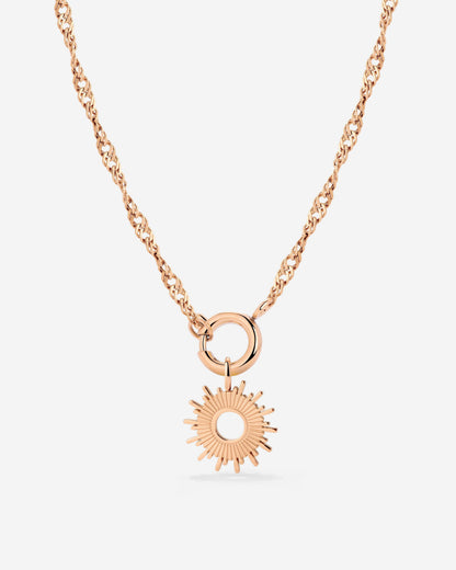 Sun Ray Singapore Chain Necklace Set Rose Gold