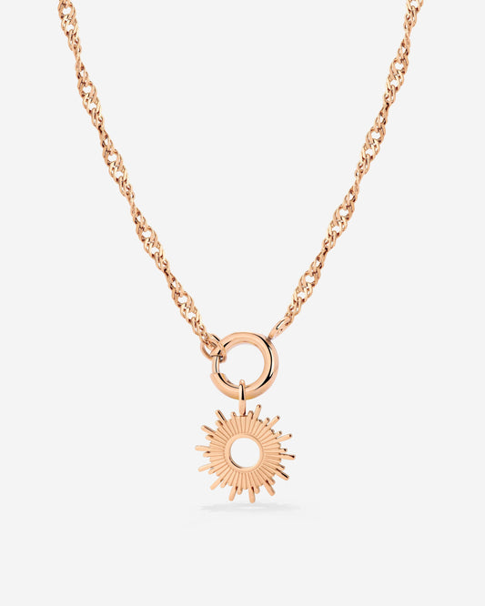 Sun Ray Singapore Chain Necklace Set Rose Gold