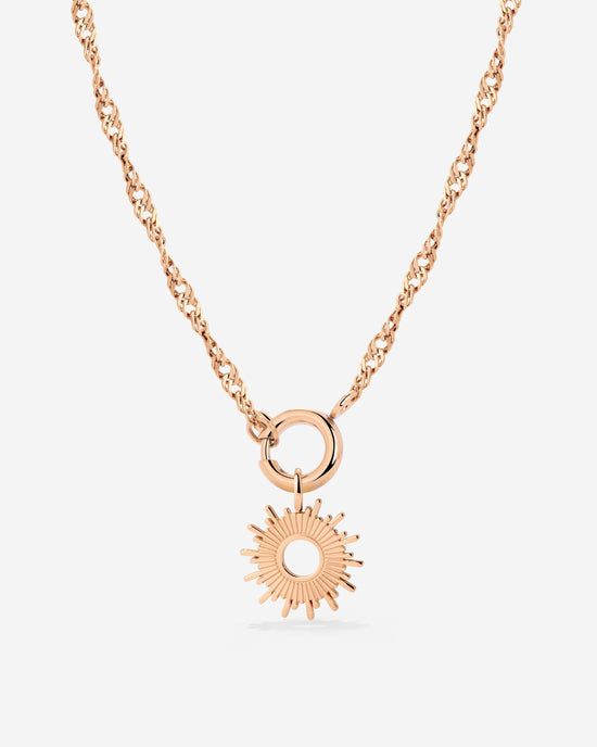 Sun Ray Singapore Chain Necklace Set Rose Gold