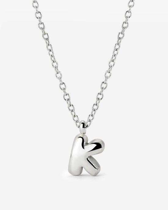Bubble Letter Necklace Silver