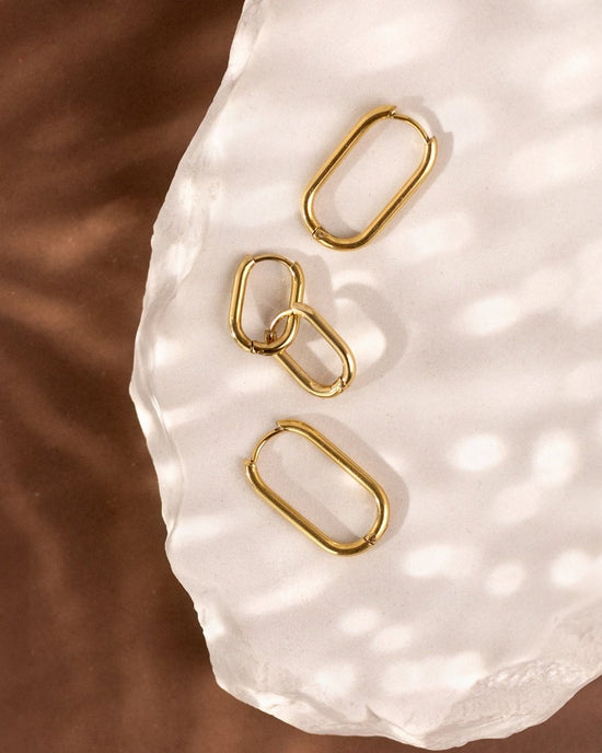 Oval Clean Hoop Set Gold